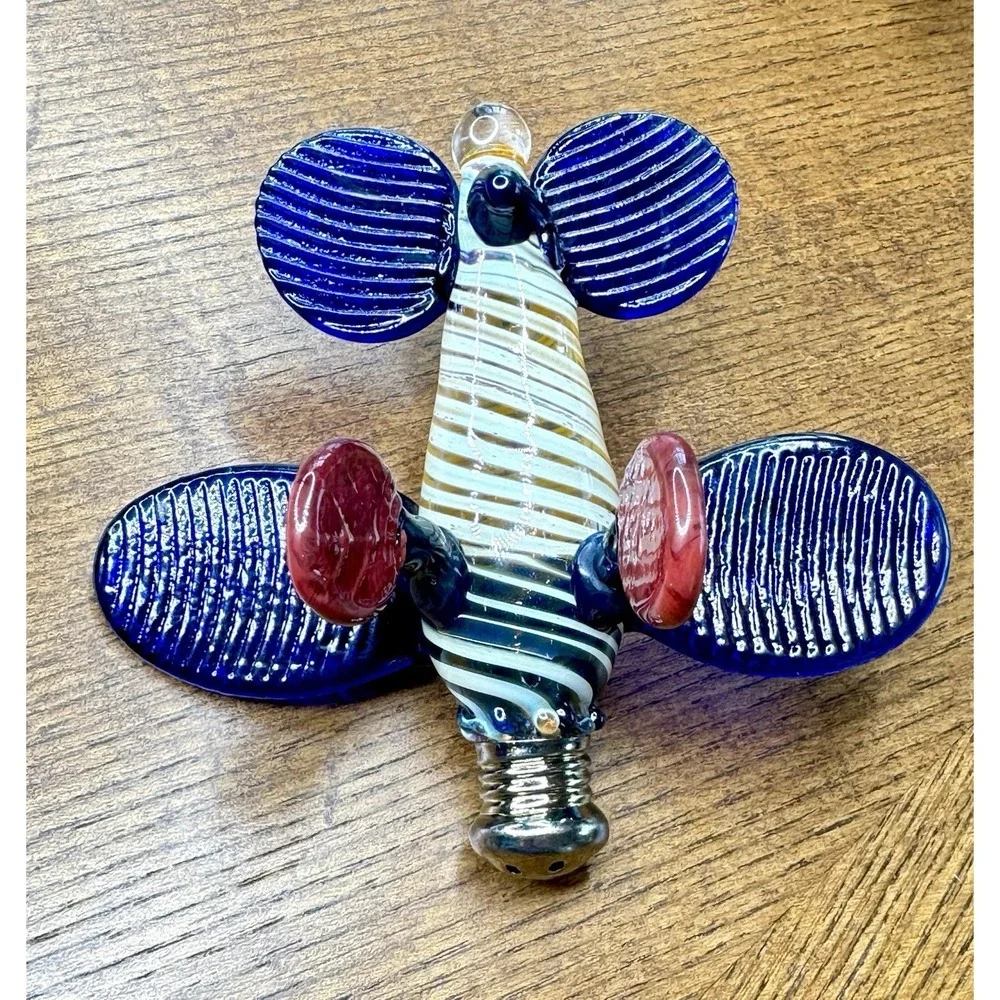 Blue Airplane Art‎ Glass Salt Pepper Shakers Primitivo Escobedo Pair